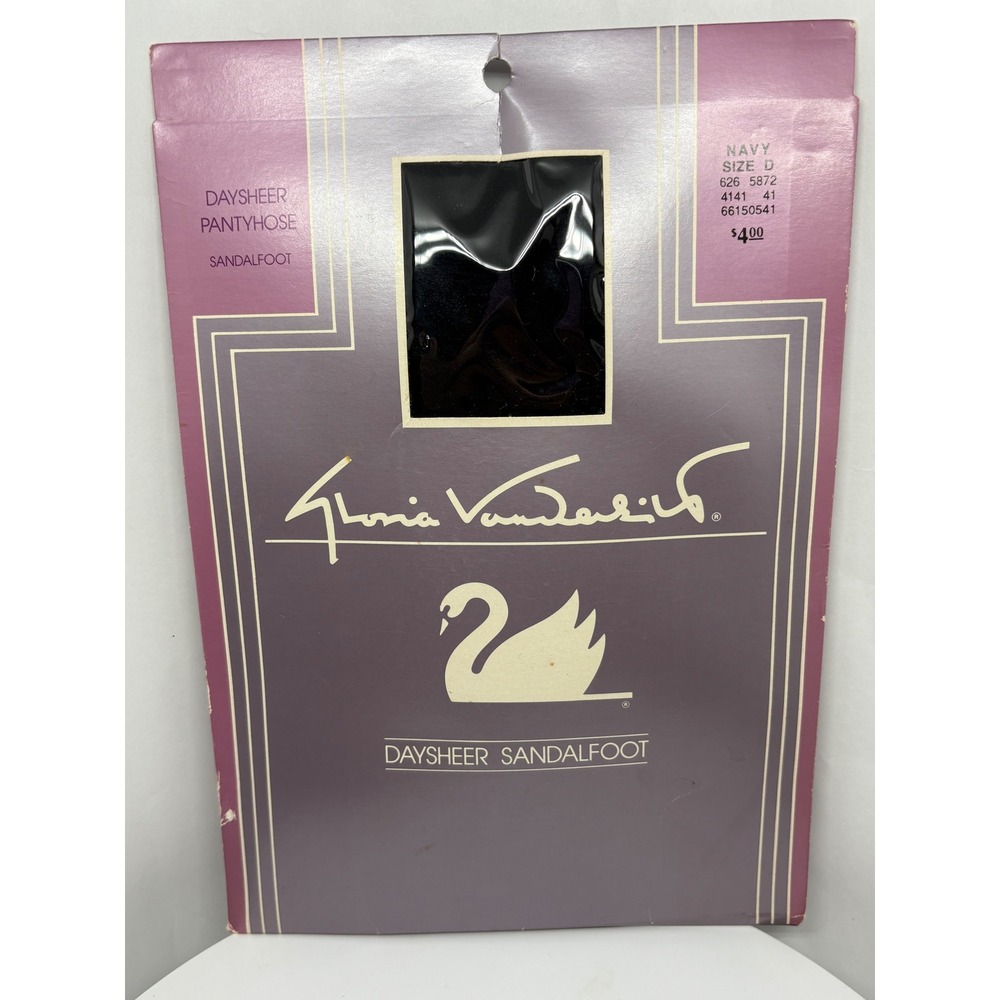 Gloria Vanderbilt Daysheer Pantyhose Sandalfoot Navy Size D Vintage Hosiery